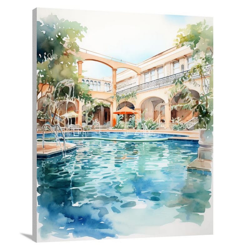 Swimming Pool Serenity - Watercolor - Canvas Print