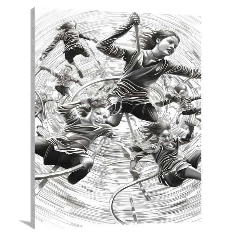 Swimming Pool Synchrony - Black And White - Canvas Print