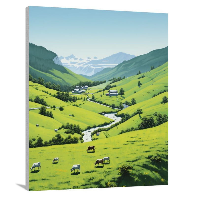 Swiss Serenity: Tranquil Pastures - Canvas Print