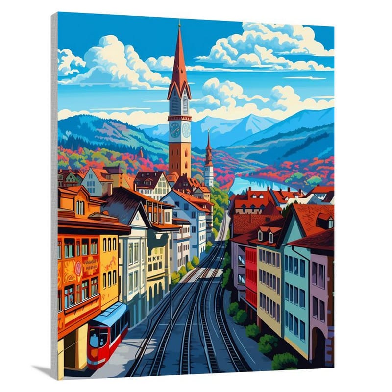 Swiss Tracks: Vibrant Europe - Canvas Print