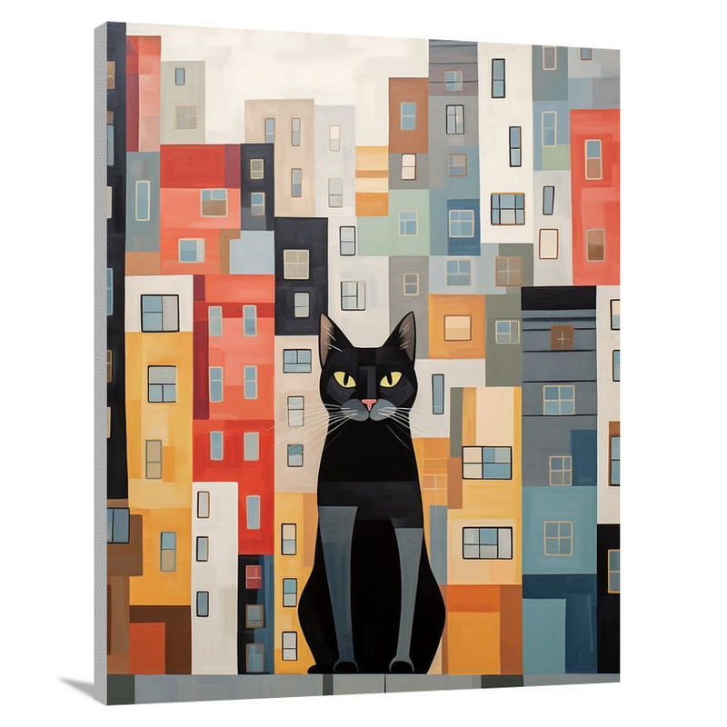 Tabby Cat in the City - Minimalist - Canvas Print