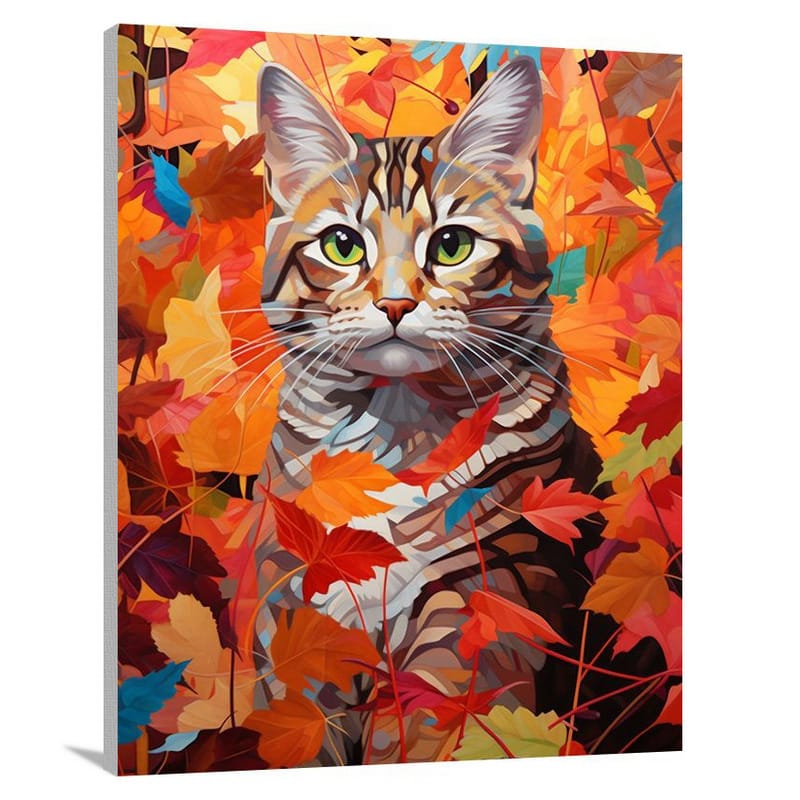 Tabby Cat's Autumn Reverie - Canvas Print