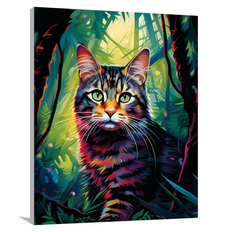 Tabby Cat's Enigmatic Stroll - Canvas Print