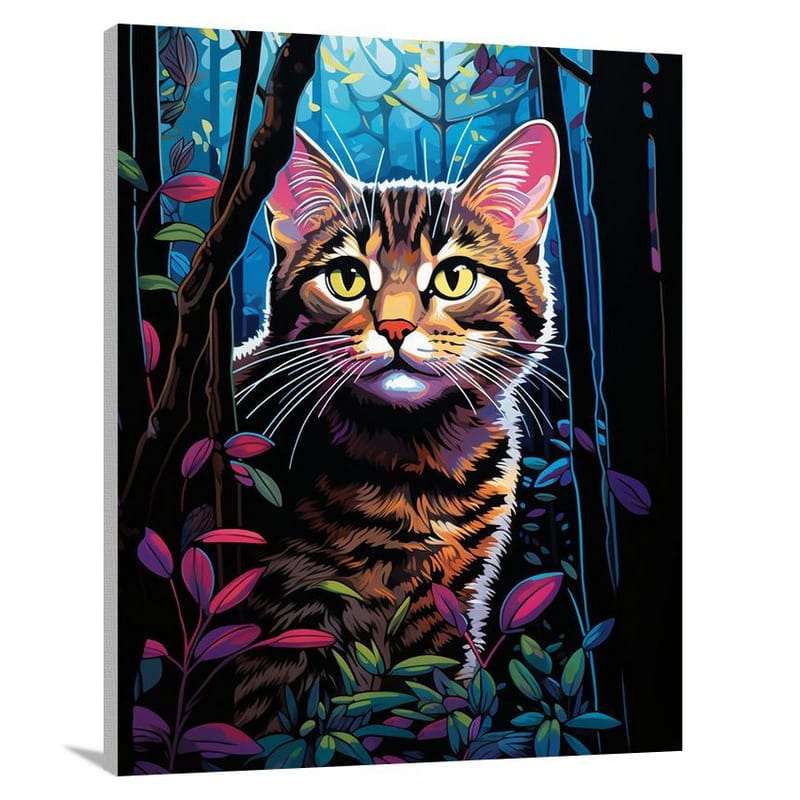 Tabby Cat's Enigmatic Stroll - Pop Art - Canvas Print