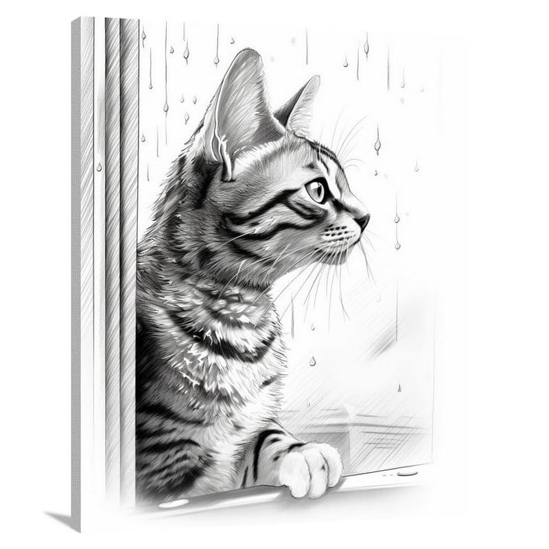 Tabby Cat's Window Gaze - Canvas Print