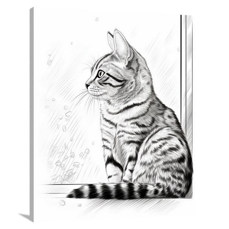 Tabby Cat's Window Watch - Canvas Print