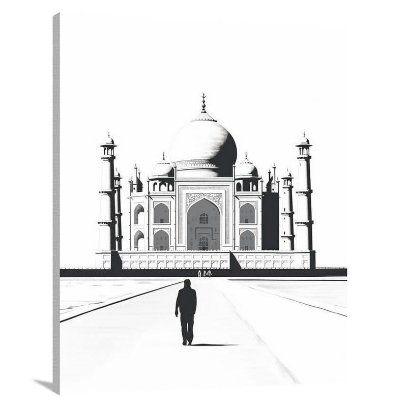 Taj Mahal - Black and White - Black And White - Canvas Print