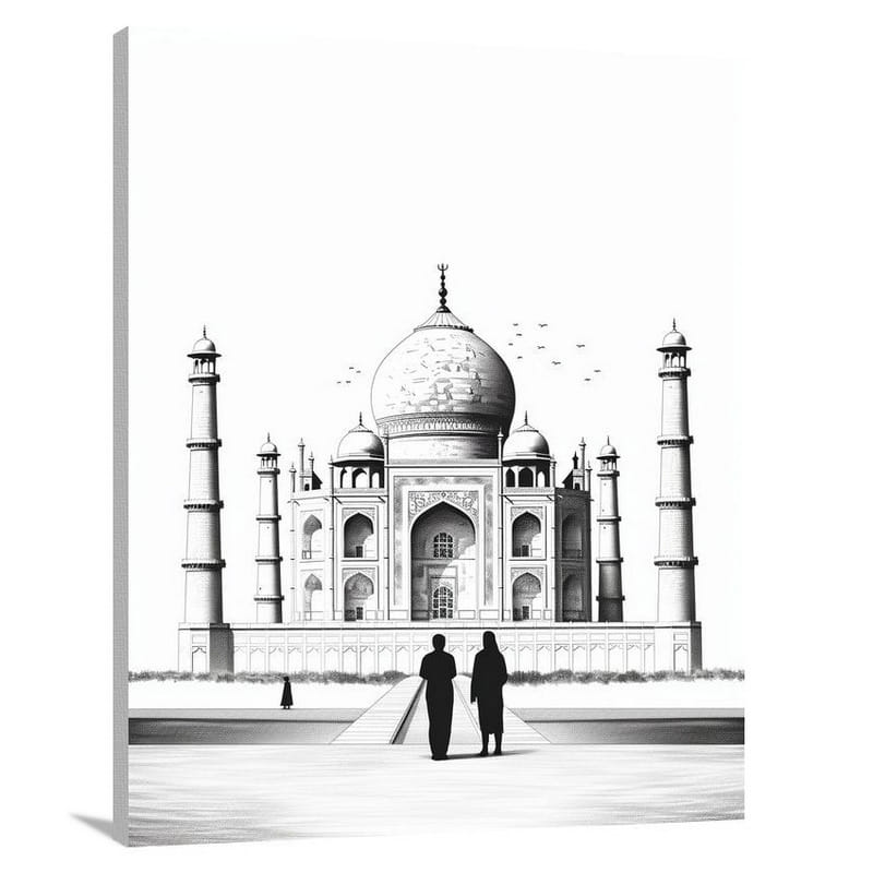 Taj Mahal - Black and White - Canvas Print