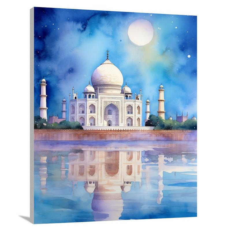 Taj Mahal Reflections - Watercolor - Canvas Print