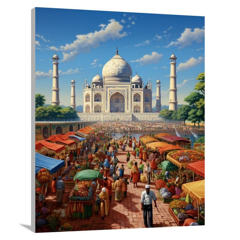 Taj Mahal: Vibrant Attractions - Canvas Print