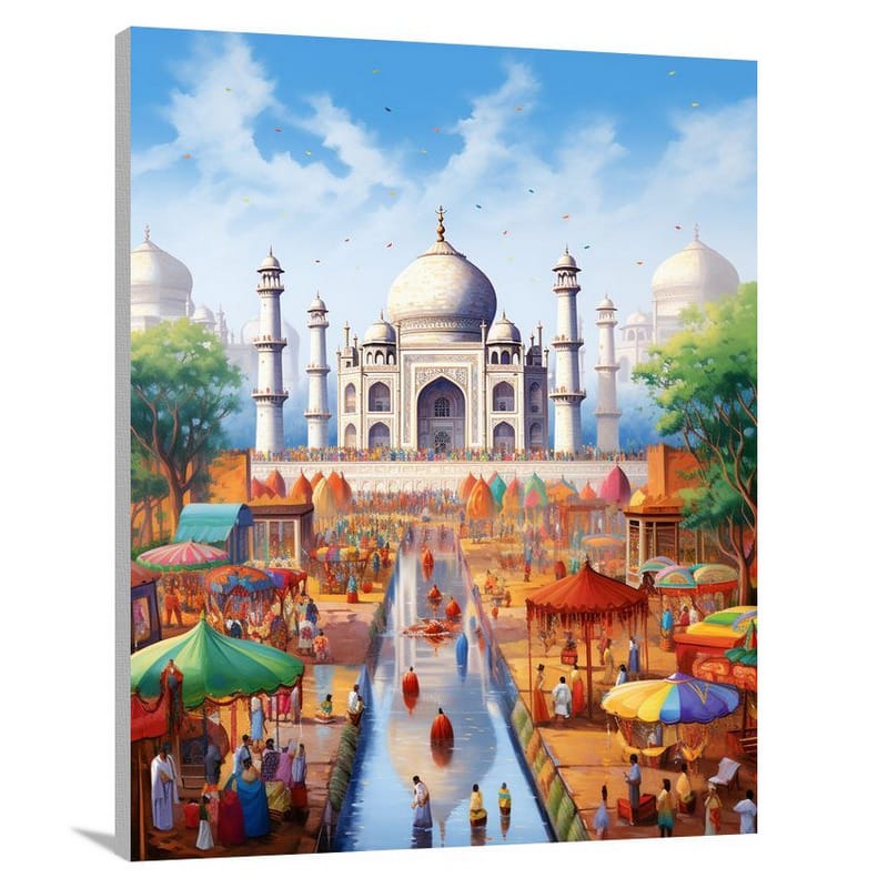 Taj Mahal: Vibrant Reflections - Canvas Print