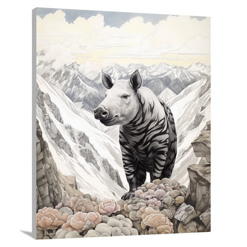 Tapir's Journey: Amidst the Peaks - Canvas Print