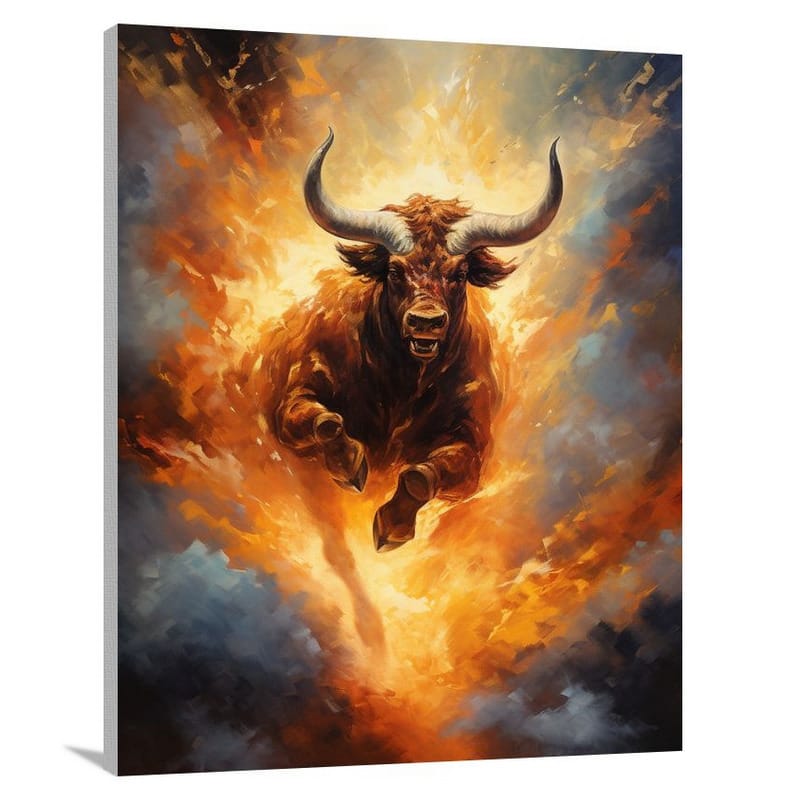 Taurus, Astrology: Celestial Bull Charging - Canvas Print