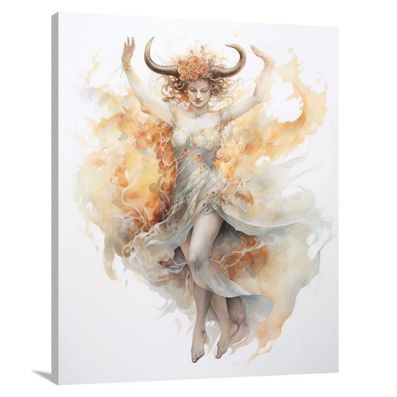 Taurus: The Ethereal Dance - Watercolor - Canvas Print