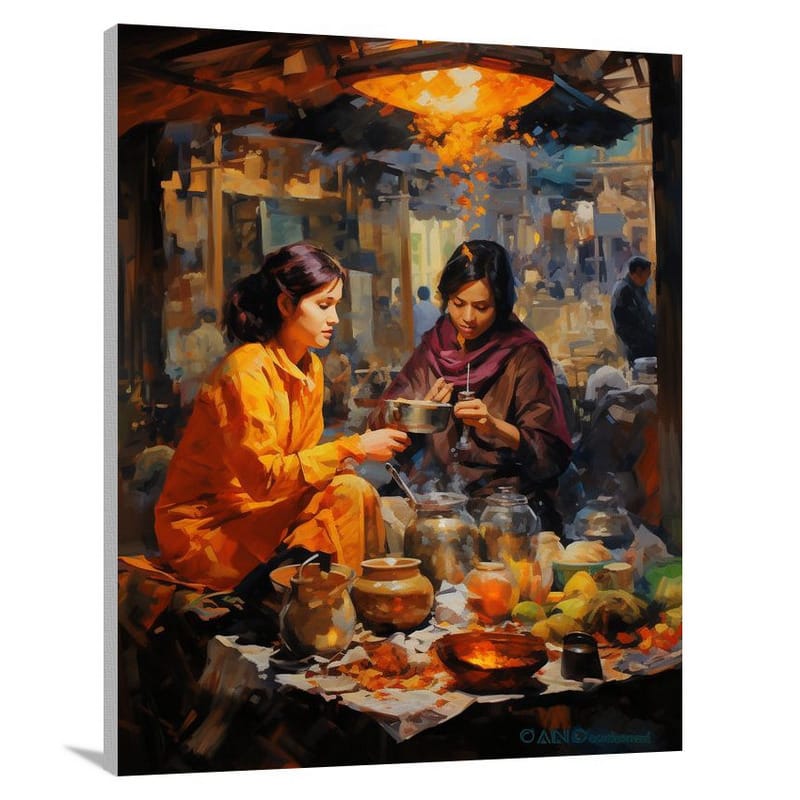Tea Market Melodies - Canvas Print
