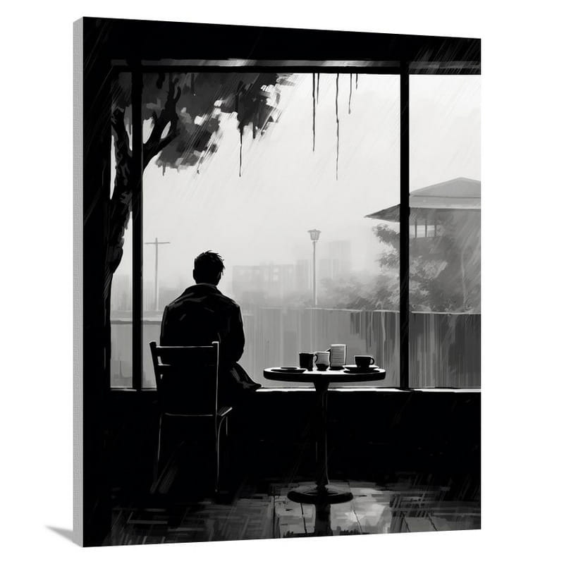 Tea Time Reflections - Black And White - Canvas Print