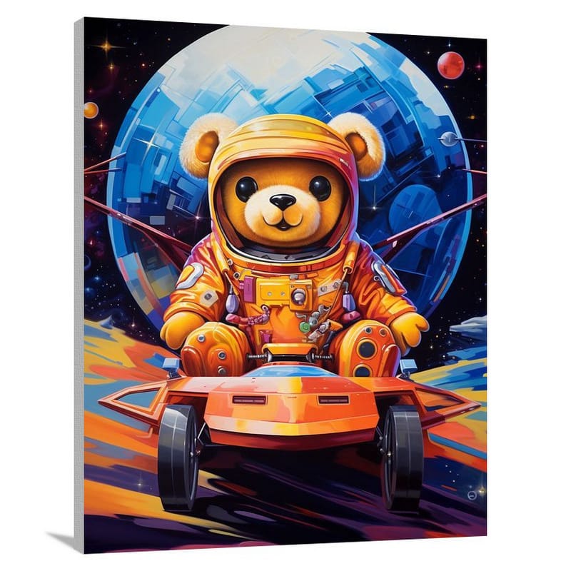 Teddy Bear's Cosmic Journey - Canvas Print