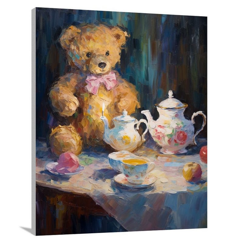 Teddy Bear's Midnight Tea Party - Canvas Print