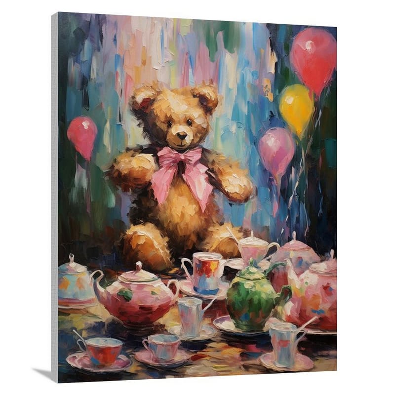 Teddy Bear's Midnight Tea Party - Impressionist - Canvas Print