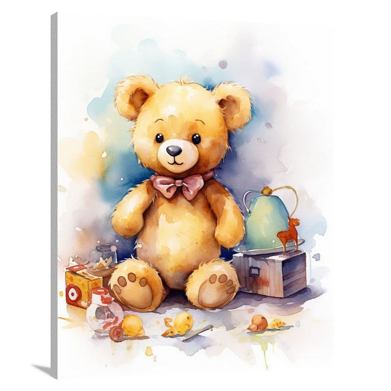 Teddy Bear's Toyland Adventure - Watercolor - Canvas Print