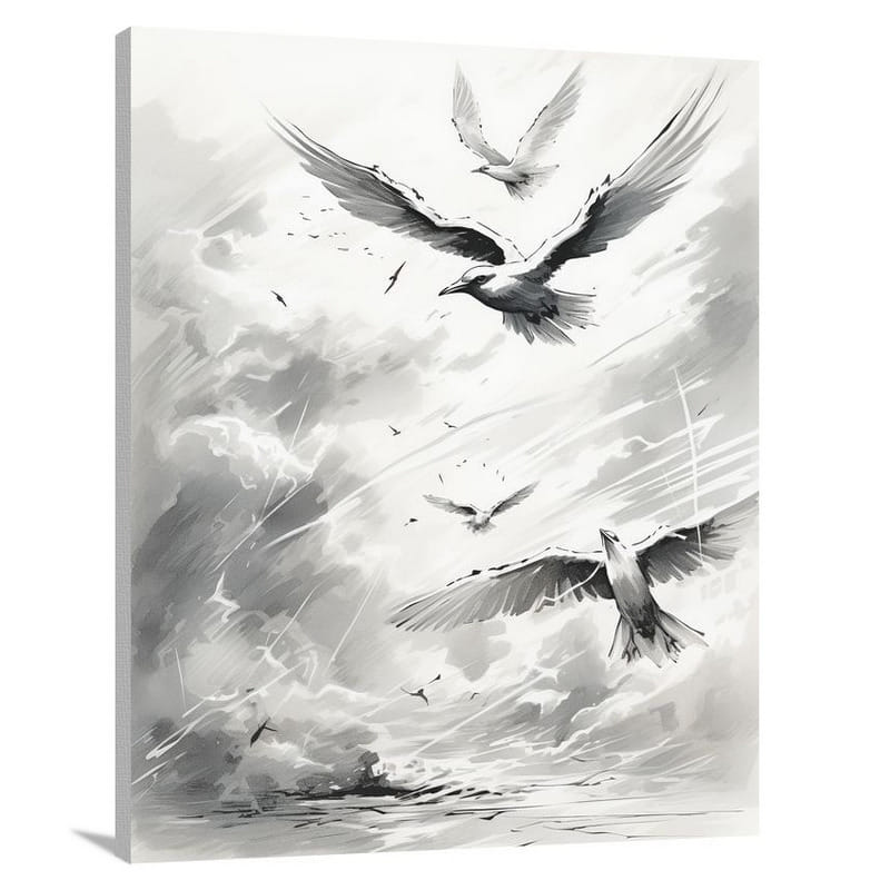 Tern - Black and White - Canvas Print