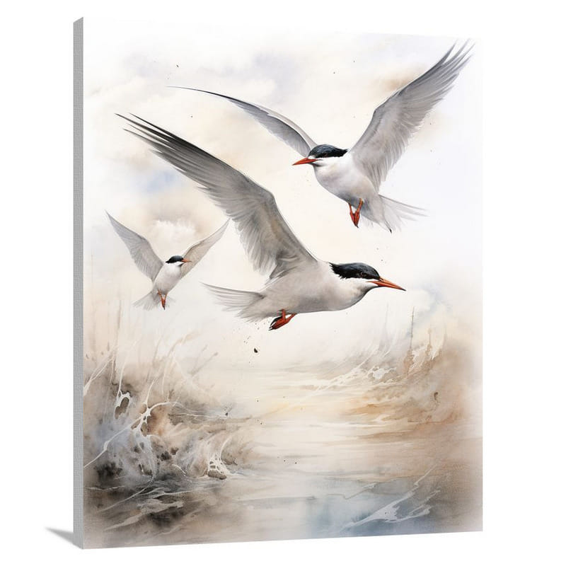 Tern's Flight - Watercolor - Canvas Print