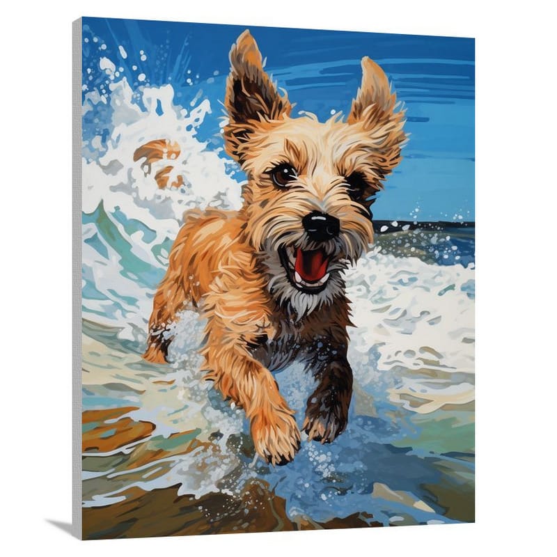 Terrier's Beachside Freedom - Canvas Print