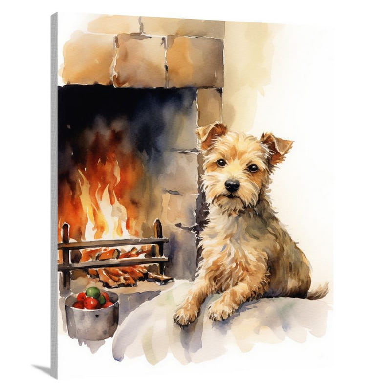Terrier's Hearthside Bliss - Canvas Print
