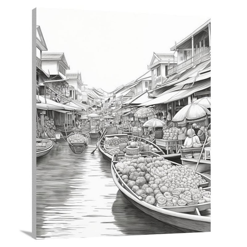 Thailand's Floating Market - Canvas Print