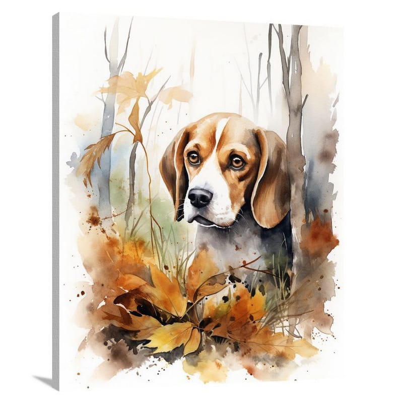 The Curious Explorer: Beagle in the Woods - Canvas Print