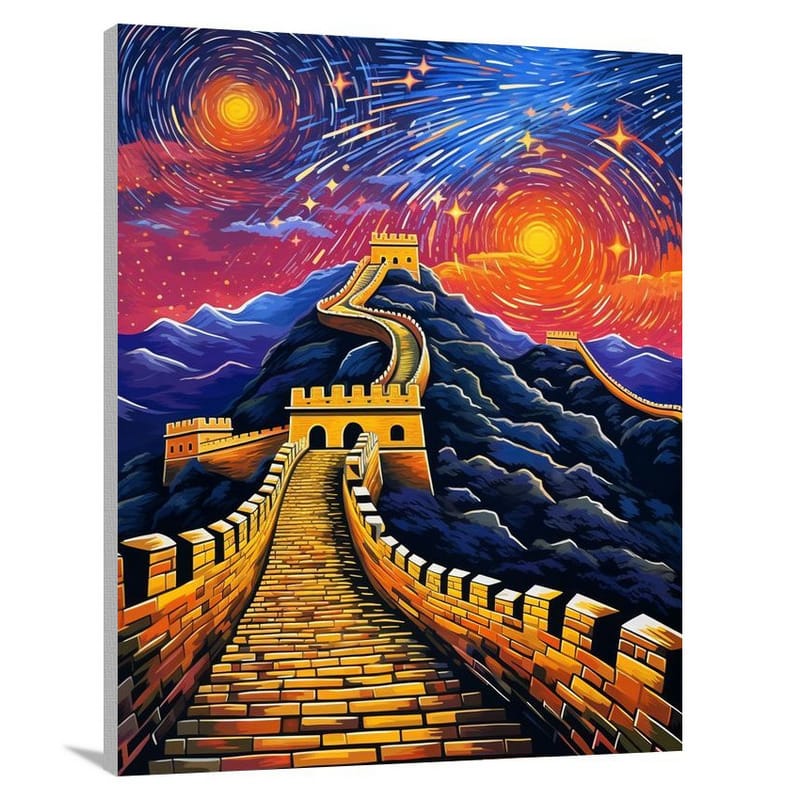 The Great Wall of China: Enchanted Night - Canvas Print