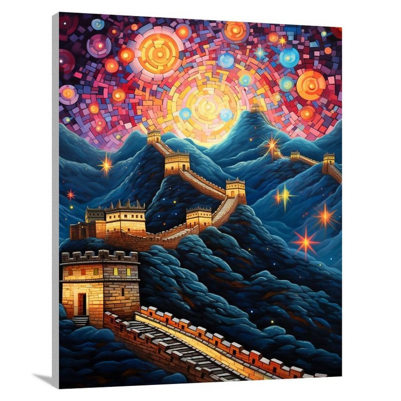 The Great Wall of China: Enchanted Night - Pop Art - Canvas Print