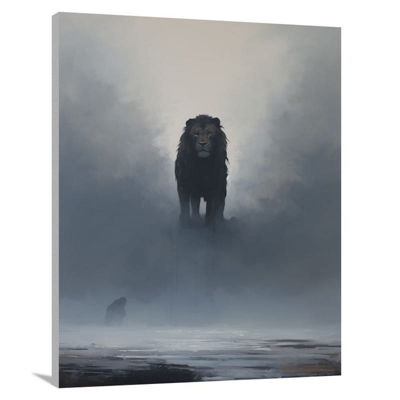The Last Stand: Lion in the Fog - Canvas Print