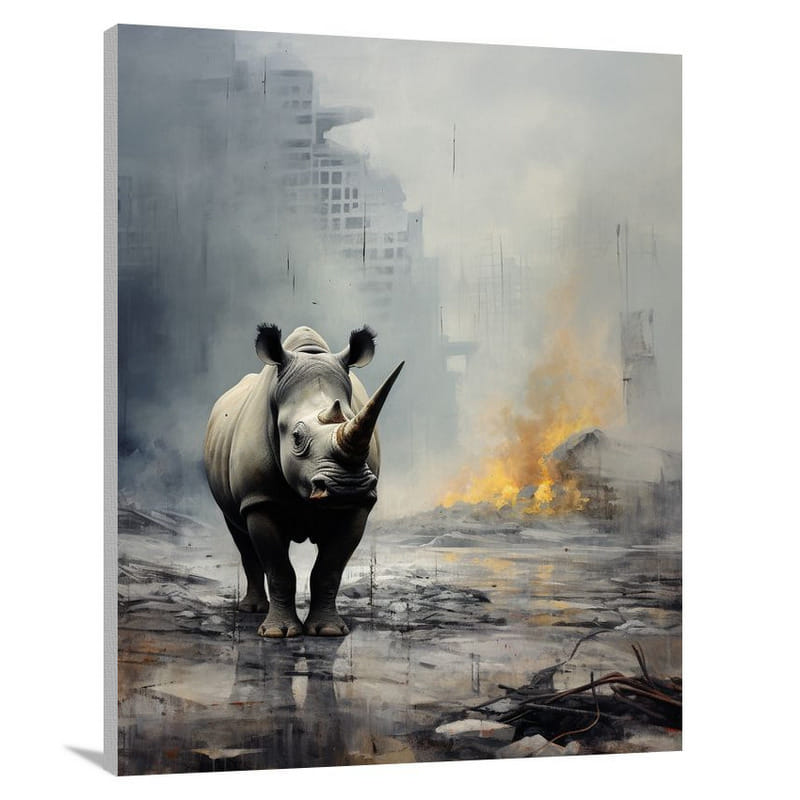 The Last Stand: Rhinoceros - Minimalist - Canvas Print