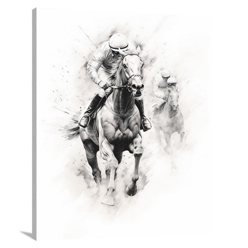 The Thrill of Horse Racing - Black And White 2 - Canvas Print