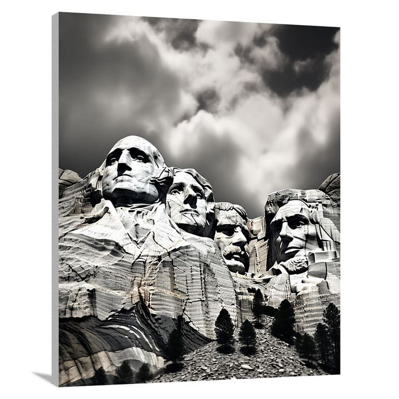 Thundering Rushmore - Black And White - Canvas Print