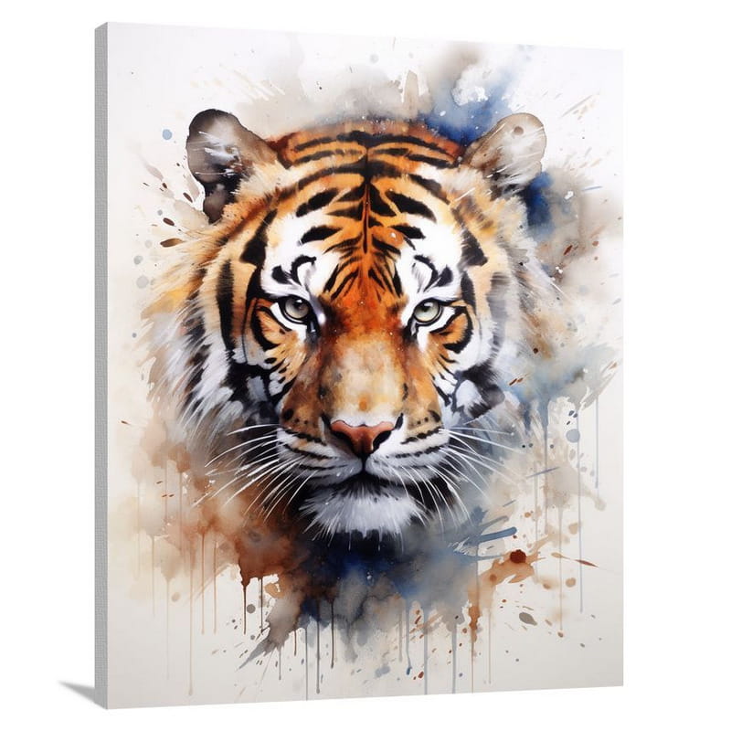 Tiger's Enigmatic Encounter - Watercolor - Canvas Print