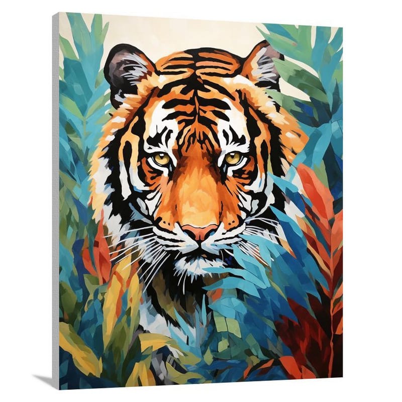 Tiger's Harmonious Coexistence - Minimalist - Canvas Print
