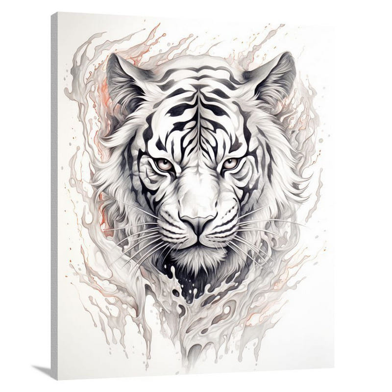 Tiger's Majesty - Black And White - Canvas Print