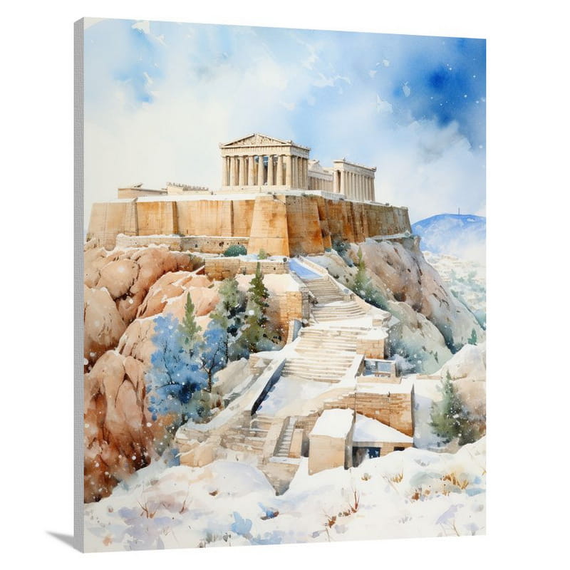 Timeless Elegance: Acropolis - Watercolor - Canvas Print