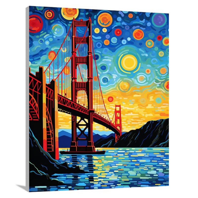 Timeless Reflections: Golden Gate Bridge - Pop Art - Canvas Print