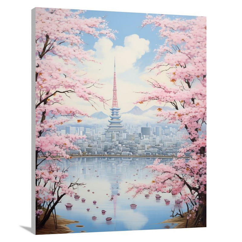 Tokyo Blossom Serenity - Contemporary Art - Canvas Print