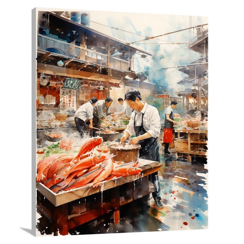 Tokyo Fish Market - Watercolor - Canvas Print