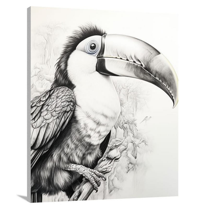 Toucan's Resilience - Black And White - Canvas Print