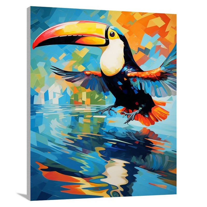 Toucan's Serene Flight - Pop Art - Canvas Print