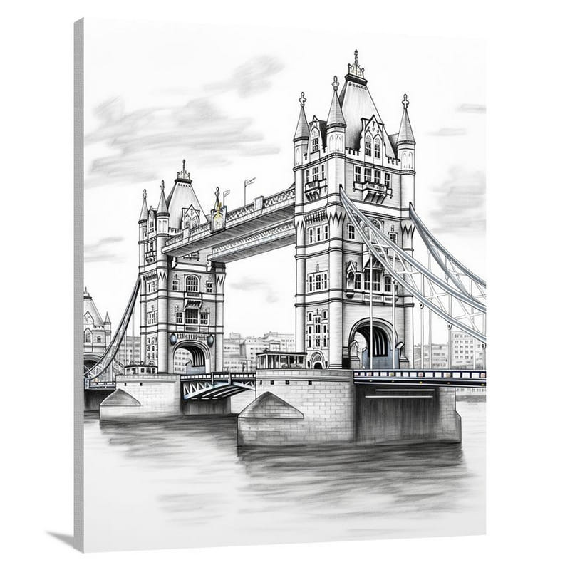 Tower Bridge Symphony - Black And White 2 - Canvas Print