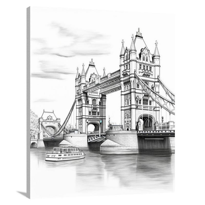 Tower Bridge Symphony - Black And White - Canvas Print