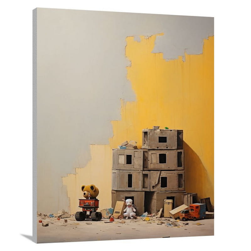 Toy Tower: A Dystopian Reflection - Canvas Print
