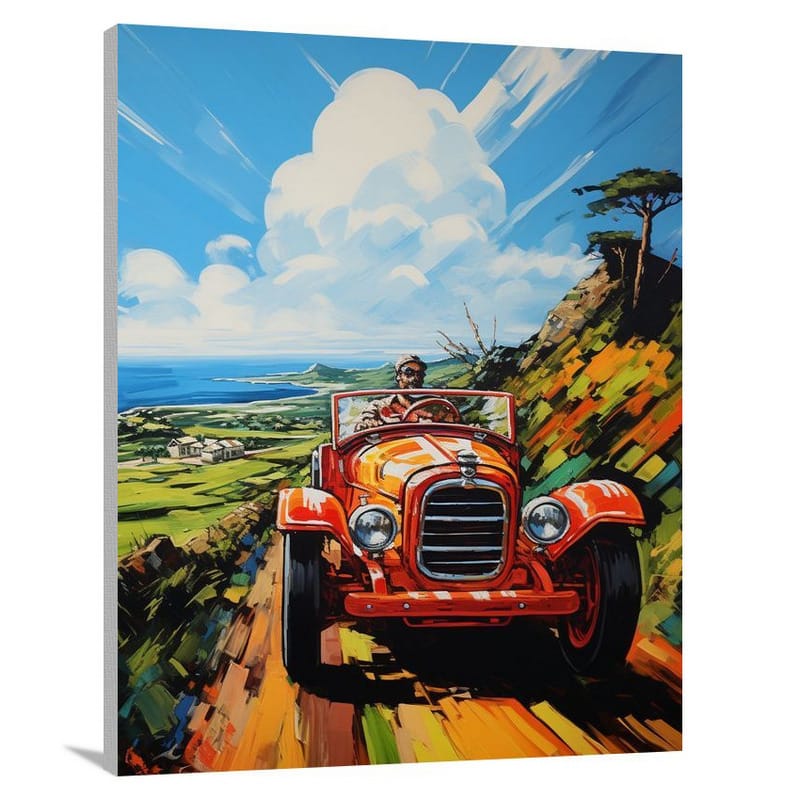 Tractor's Coastal Ride - Canvas Print