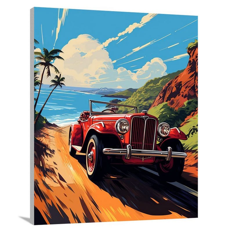 Tractor's Coastal Ride - Pop Art - Canvas Print